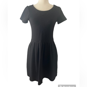Ganni‎ Black Short Sleeve Fit & Flare Dress Mini dress zipper back pleated waist